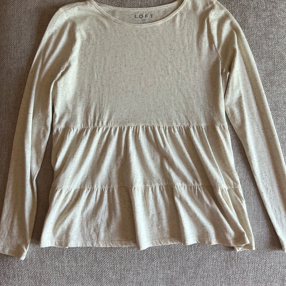 LOFT Cream Long Sleeve Women's Top